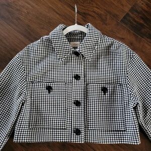 New Aritzia Wilfred Houndstooth Classic Fit Little Cropped Jacket Size Small